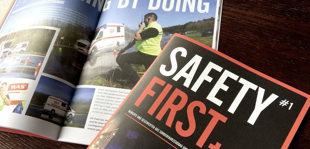 Safety First, das Kundenmagazin der Wietmarscher Ambulanz und Sonderfahrzeugs, WAS